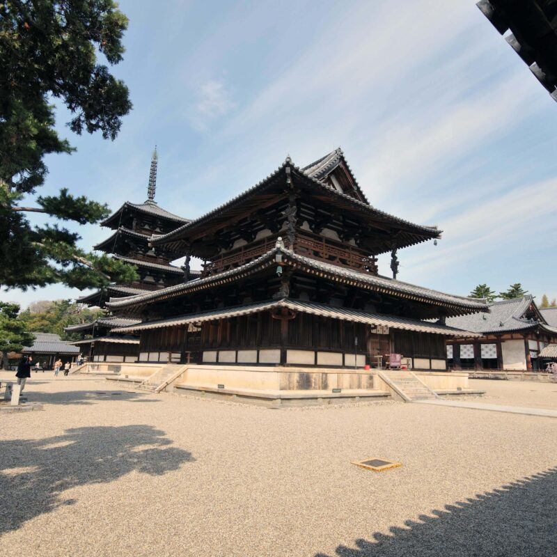 Hōryū-ji Temple historic wooden building in Ikaruga, Japan