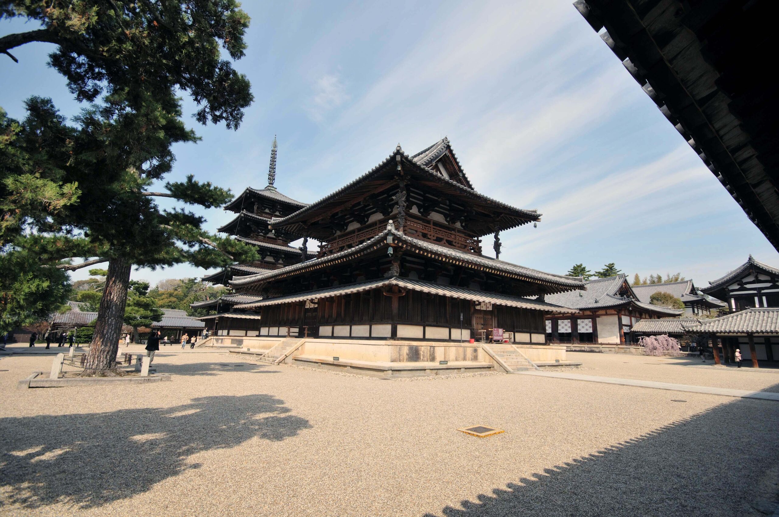 Hōryū-ji Temple historic wooden building in Ikaruga, Japan