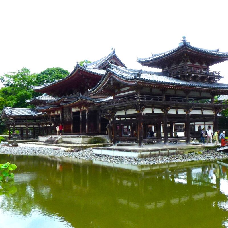 Scenic view of Byōdō-in Temple architecture in Kyoto, Japan